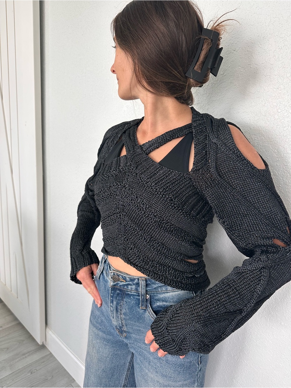 Rare Archival Delphine Wilson x Bergdorf Goodman knitted by hand sweater
